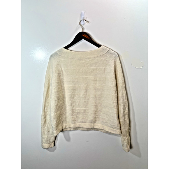 Women’s Wool Sweater Sz L Cream Minimalist Capsule Wardrobe Quiet Luxury Classic - Picture 2 of 9